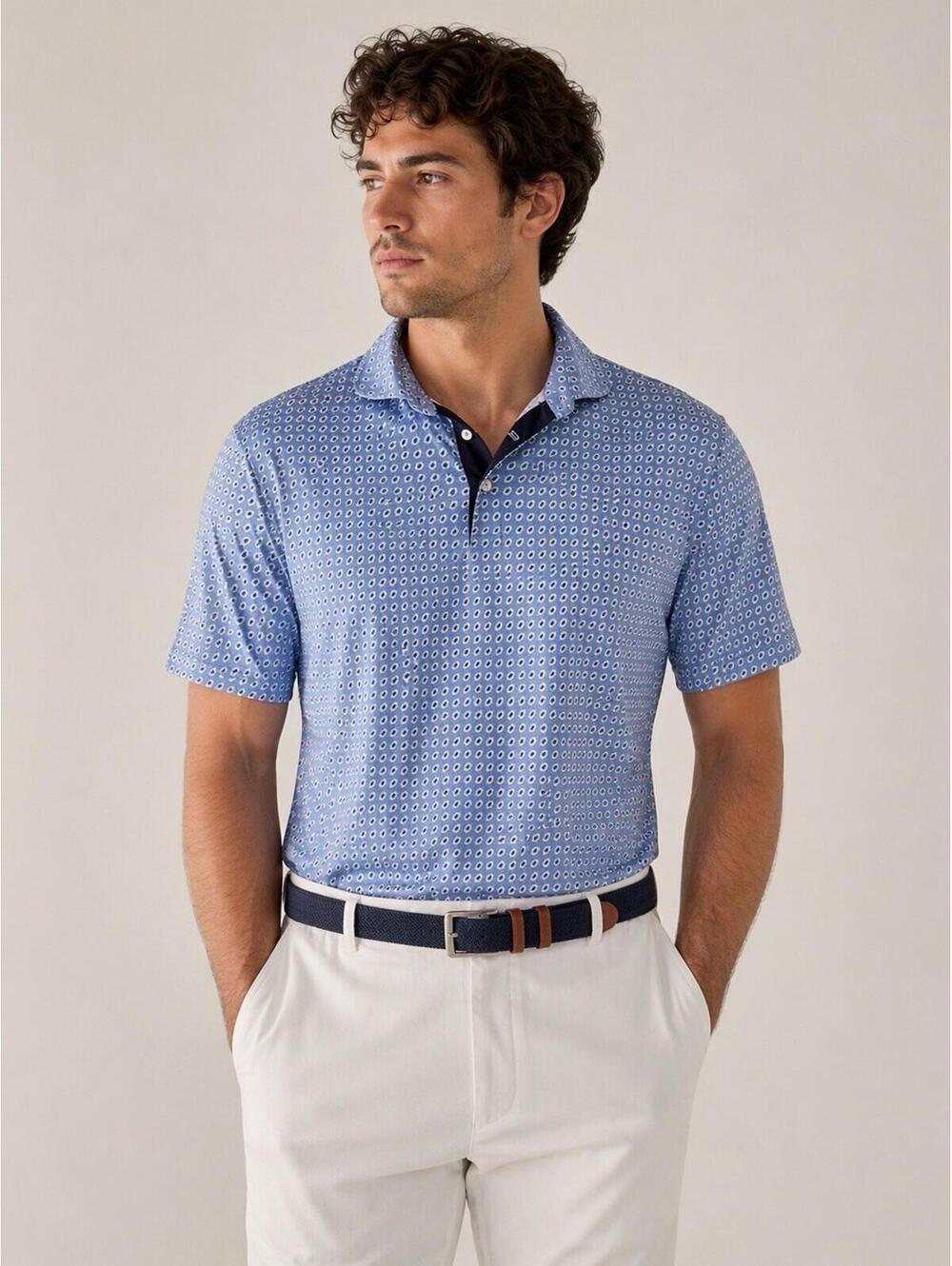 Polo Ralph Lauren Golf Men’s Sz Lrg Blue Paisley Performance Polo Stretch Casual